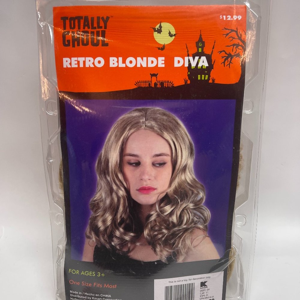 Totally Ghoul Retro Blonde Diva Wig Halloween Costume Wig New
